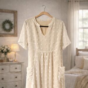 Chic Cream Textured Mini Dress